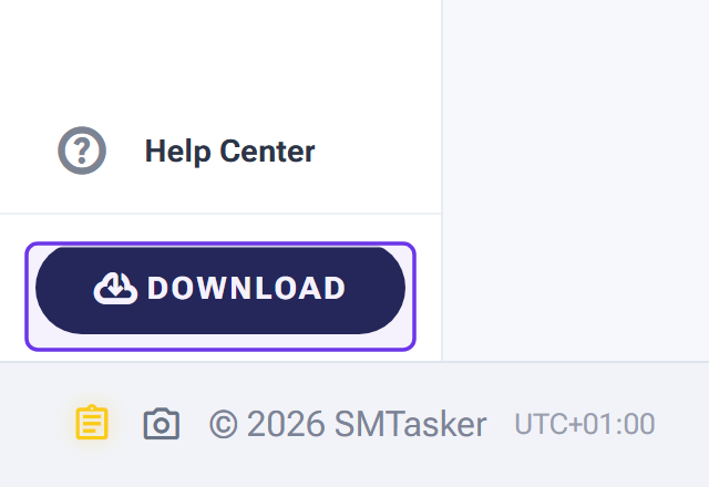 The DOWNLOAD button at the bottom of the SMTasker sidebar, highlighted