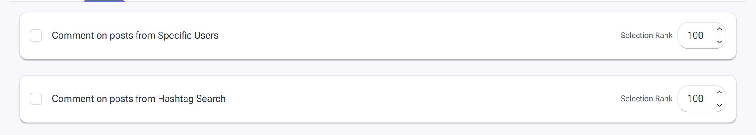 The Comment tool Sources tab with source checkboxes and Selection Rank