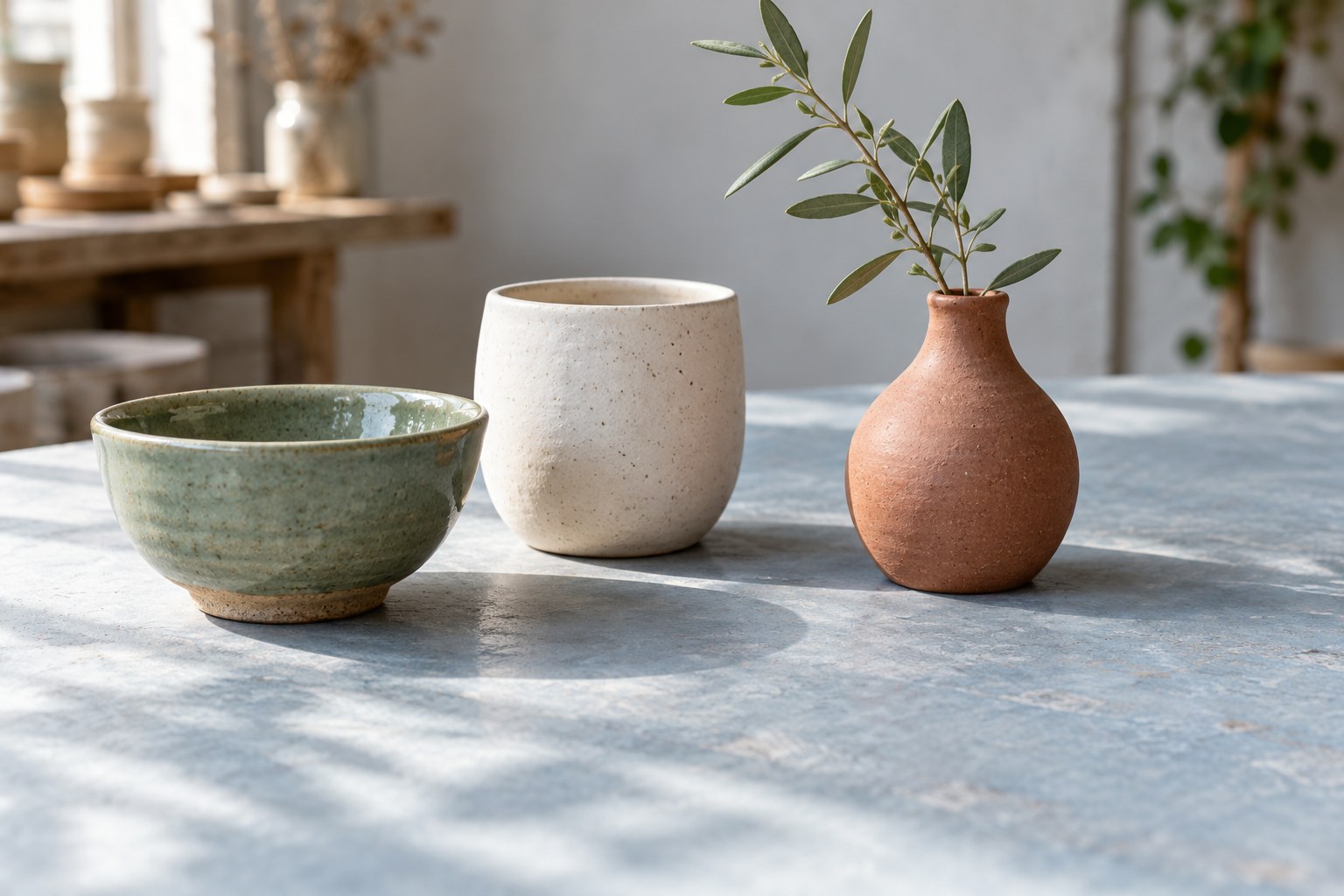 Original studio photograph of handmade ceramic vessels